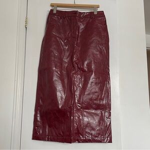 LAAGAM size small Burgundy faux leather midi Skirt